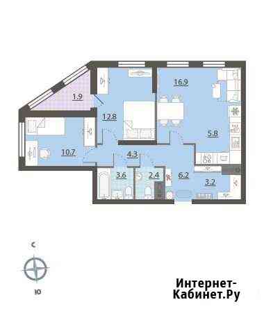 3-комнатная квартира, 68.4 м², 22/32 эт. на продажу в Екатеринбурге Екатеринбург