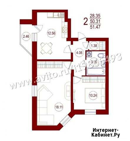 2-комнатная квартира, 50.4 м², 8/17 эт. на продажу в Воронеже Воронеж - изображение 1