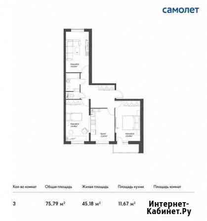 3-комнатная квартира, 75.8 м², 17/17 эт. на продажу в Томилино Томилино