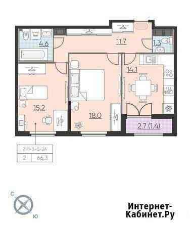 2-комнатная квартира, 66.3 м², 5/23 эт. на продажу в Санкт-Петербурге Санкт-Петербург