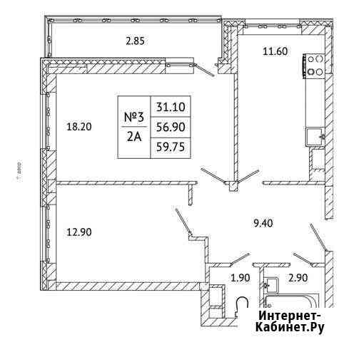 2-комнатная квартира, 59.8 м², 1/5 эт. на продажу в Малаховке Малаховка