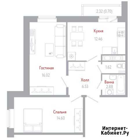 2-комнатная квартира, 54.8 м², 11/11 эт. на продажу в Санкт-Петербурге Санкт-Петербург - изображение 1