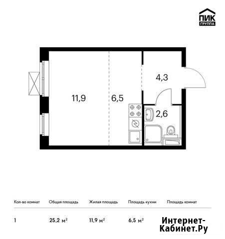 1-комнатная квартира, 25.2 м², 5/11 эт. на продажу в Балашихе Балашиха - изображение 1