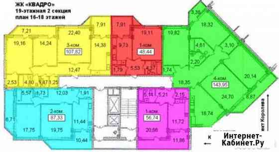 1-комнатная квартира, 57 м², 17/19 эт. на продажу в Ростове-на-Дону Ростов-на-Дону