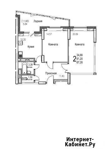 2-комнатная квартира, 67.7 м², 7/16 эт. на продажу в Набережных Челнах Набережные Челны - изображение 1