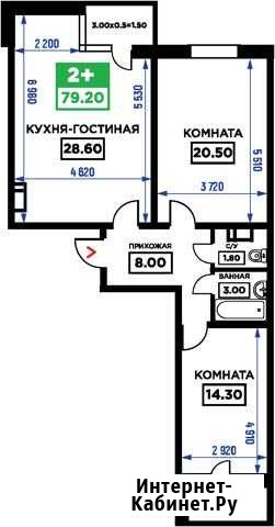 3-комнатная квартира, 79.2 м², 2/19 эт. на продажу в Краснодаре Краснодар - изображение 1