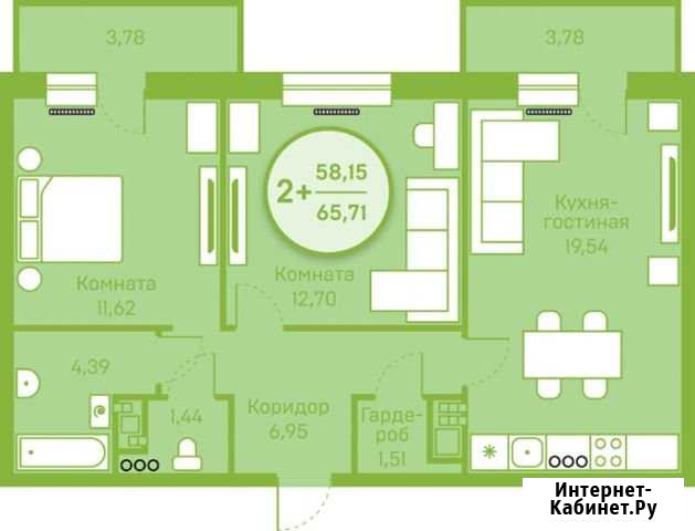 2-комнатная квартира, 58.2 м², 11/20 эт. на продажу в Тюмени Тюмень - изображение 1