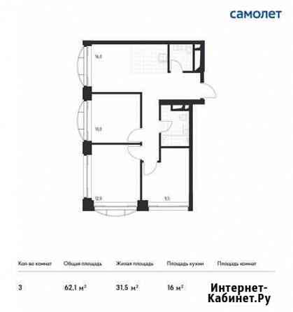 3-комнатная квартира, 62.1 м², 4/24 эт. на продажу в Москве Москва