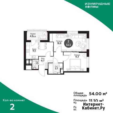 2-комнатная квартира, 54 м², 16/25 эт. на продажу в Красногорске Московской области Красногорск