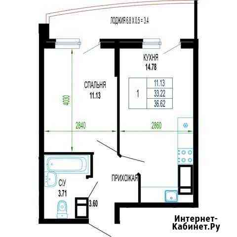 1-комнатная квартира, 36.6 м², 19/24 эт. на продажу в Краснодаре Краснодар