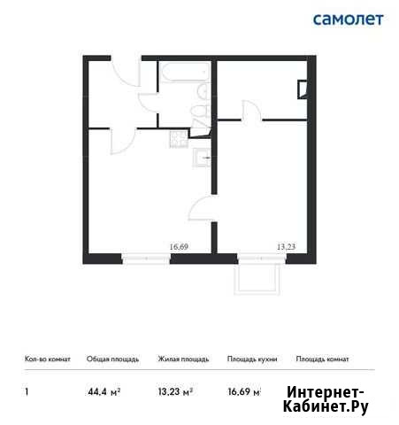 1-комнатная квартира, 44.4 м², 1/17 эт. на продажу в Томилино Томилино - изображение 1