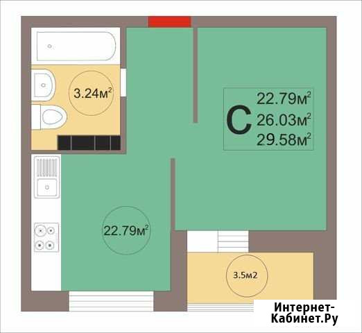 1-комнатная квартира, 30 м², 4/22 эт. на продажу в Краснодаре Краснодар - изображение 1