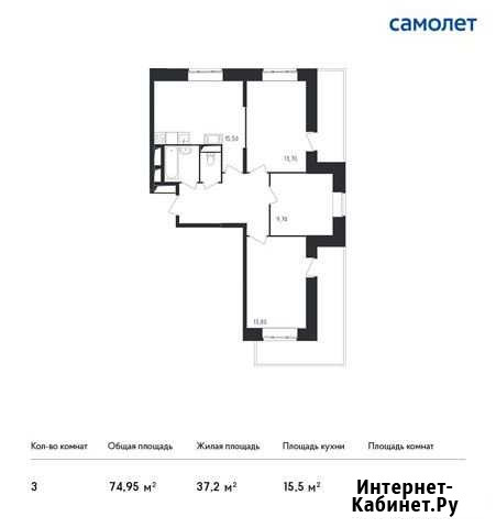 3-комнатная квартира, 75 м², 2/17 эт. на продажу в Люберцах Люберцы - изображение 1