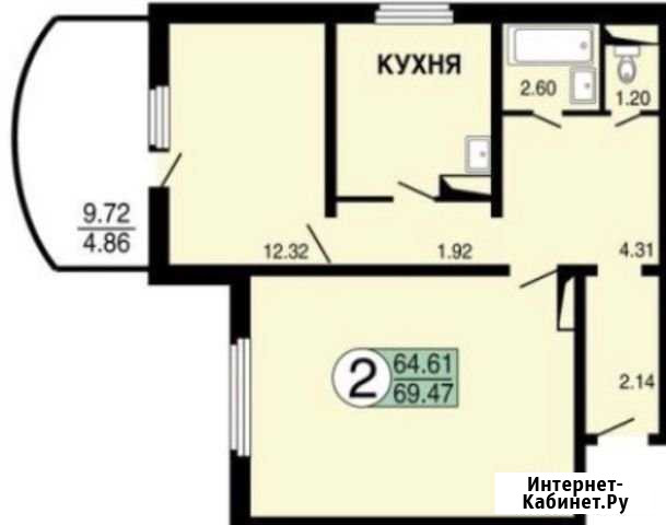 2-комнатная квартира, 69 м², 16/17 эт. на продажу в Красноярске Красноярск - изображение 1