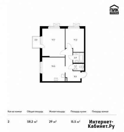 2-комнатная квартира, 58.2 м², 13/25 эт. на продажу в Санкт-Петербурге Санкт-Петербург