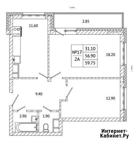 2-комнатная квартира, 59.8 м², 3/5 эт. на продажу в Малаховке Малаховка - изображение 1