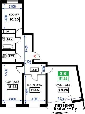 3-комнатная квартира, 81.2 м², 5/24 эт. на продажу в Краснодаре Краснодар - изображение 1