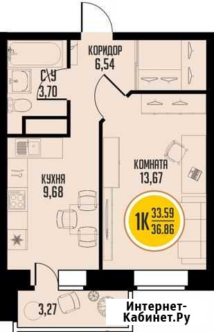 1-комнатная квартира, 33.6 м², 12/19 эт. на продажу в Тобольске Тобольск - изображение 1