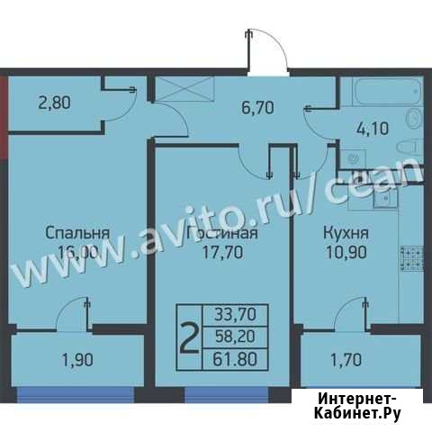 2-комнатная квартира, 61.8 м², 9/20 эт. на продажу в Новороссийске Новороссийск - изображение 1
