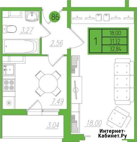 1-комнатная квартира, 32.8 м², 9/9 эт. на продажу в Ульяновске Ульяновск - изображение 1