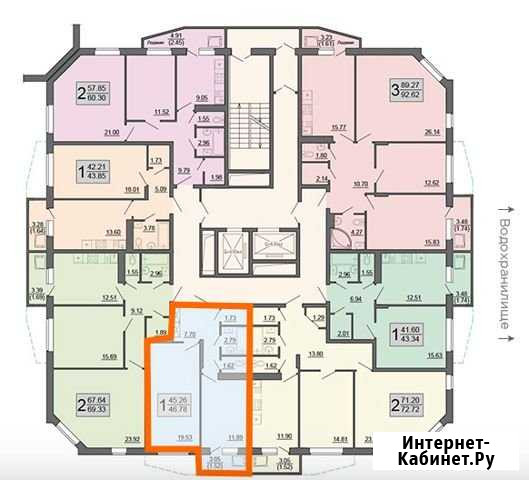 1-комнатная квартира, 46.8 м², 8/17 эт. на продажу в Воронеже Воронеж - изображение 1