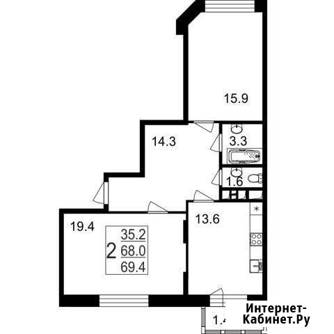 2-комнатная квартира, 69.4 м², 2/7 эт. на продажу в Мытищах Мытищи - изображение 1