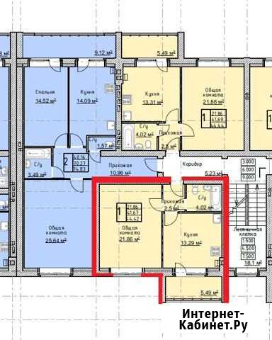 1-комнатная квартира, 44 м², 1/4 эт. на продажу в Тамбове Тамбов - изображение 1