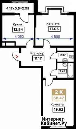 2-комнатная квартира, 68.5 м², 12/25 эт. на продажу в Краснодаре Краснодар