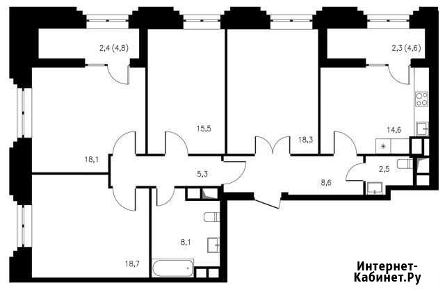 4-комнатная квартира, 114.4 м², 18/24 эт. на продажу в Москве Москва - изображение 1