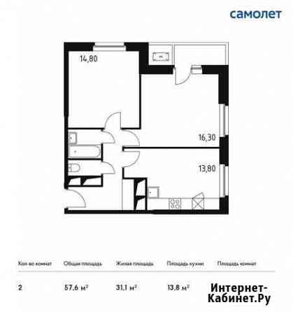 2-комнатная квартира, 57.6 м², 17/32 эт. на продажу в Одинцово Одинцово