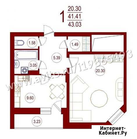 1-комнатная квартира, 42.3 м², 6/17 эт. на продажу в Воронеже Воронеж - изображение 1