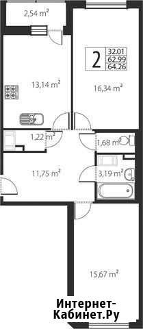 2-комнатная квартира, 64.3 м², 2/8 эт. на продажу в Санкт-Петербурге Санкт-Петербург - изображение 1