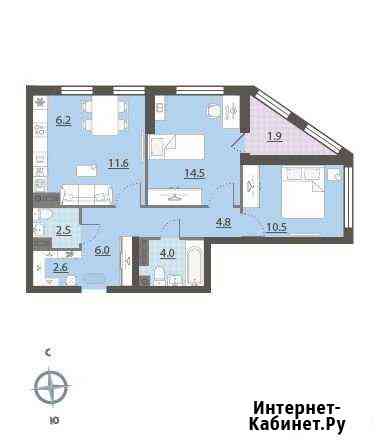 3-комнатная квартира, 65.6 м², 21/32 эт. на продажу в Екатеринбурге Екатеринбург