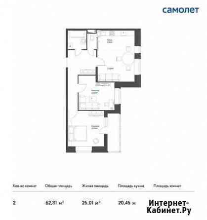 2-комнатная квартира, 62.3 м², 13/17 эт. на продажу в Томилино Томилино