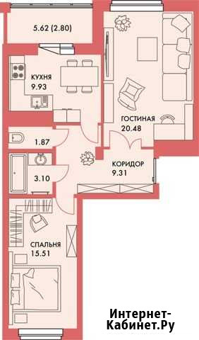 2-комнатная квартира, 62.9 м², 13/16 эт. на продажу в Перми Пермь - изображение 1