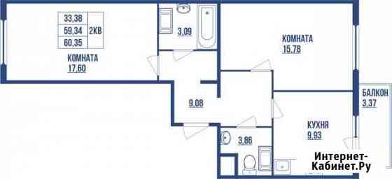 2-комнатная квартира, 60.4 м², 4/9 эт. на продажу в Санкт-Петербурге Санкт-Петербург