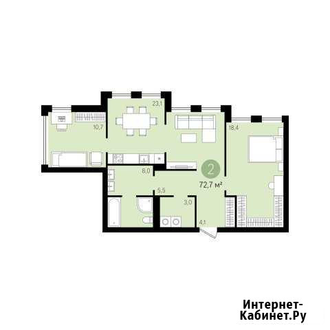 2-комнатная квартира, 72.7 м², 2/25 эт. на продажу в Новосибирске Новосибирск - изображение 1