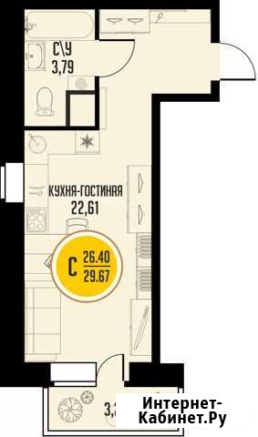 1-комнатная квартира, 26.4 м², 13/19 эт. на продажу в Тобольске Тобольск - изображение 1