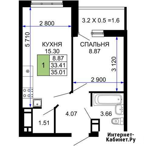 1-комнатная квартира, 35 м², 16/24 эт. на продажу в Краснодаре Краснодар - изображение 1