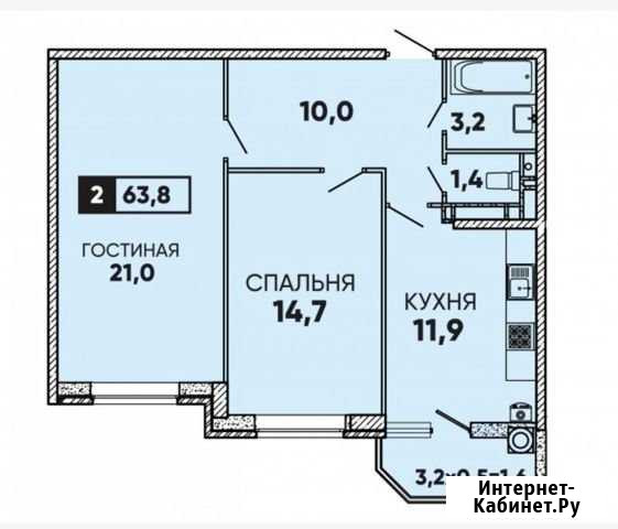 2-комнатная квартира, 64 м², 3/23 эт. на продажу в Ростове-на-Дону Ростов-на-Дону - изображение 1