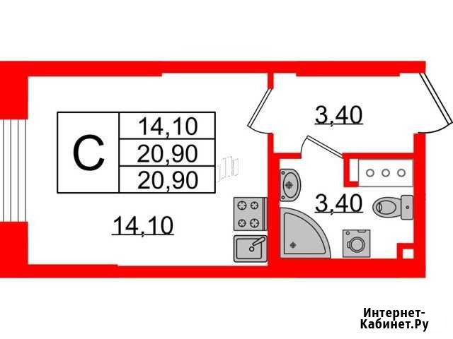 Квартира-студия, 20.9 м², 3/18 эт. на продажу в Санкт-Петербурге Санкт-Петербург - изображение 1