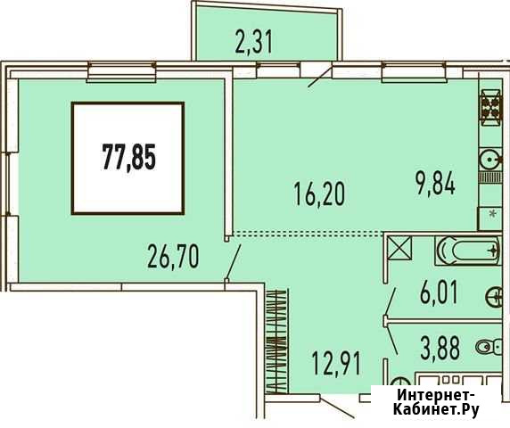 2-комнатная квартира, 77.9 м², 12/25 эт. на продажу в Краснодаре Краснодар - изображение 1