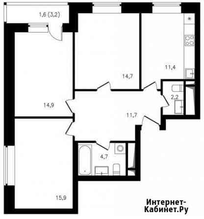 3-комнатная квартира, 77.1 м², 17/25 эт. на продажу в Москве Москва