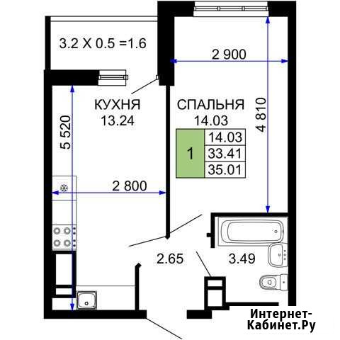 1-комнатная квартира, 35 м², 18/24 эт. на продажу в Краснодаре Краснодар - изображение 1