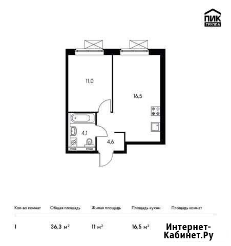 1-комнатная квартира, 36.3 м², 15/15 эт. на продажу в Одинцово Одинцово - изображение 1