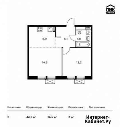 2-комнатная квартира, 44.6 м², 12/15 эт. на продажу в Москве Москва