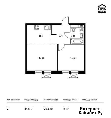 2-комнатная квартира, 44.6 м², 12/15 эт. на продажу в Москве Москва - изображение 1