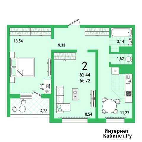 2-комнатная квартира, 66 м², 15/25 эт. на продажу в Саратове Саратов - изображение 1