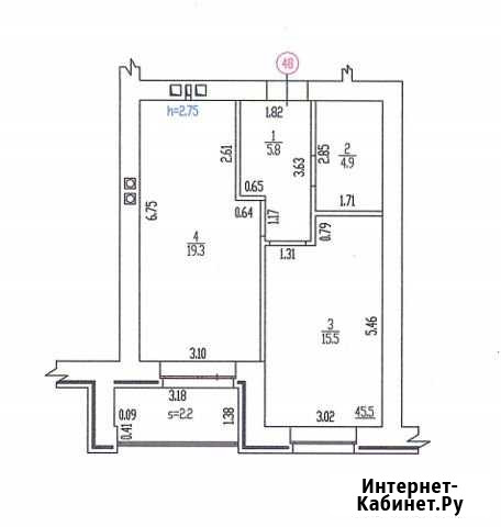 1-комнатная квартира, 45.5 м², 8/9 эт. на продажу в Брянске Брянск - изображение 1