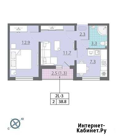2-комнатная квартира, 38.8 м², 15/25 эт. на продажу в Санкт-Петербурге Санкт-Петербург - изображение 1